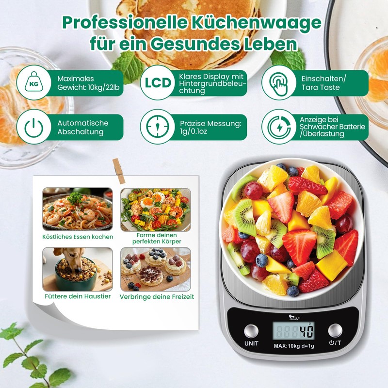 Uten Digital Kitchen Scales, White Letter Scales with Tare Function,