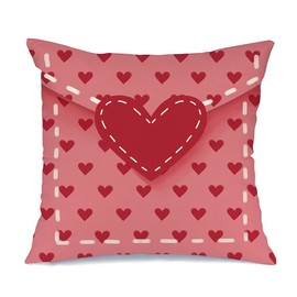 RABUSOFA Pink Valentines Day Pillow Covers 18x18 Inch,Heart Valentine's Day Decor Pillow Decorative Throw Pillows,Velvet Farmhouse Valentine Holiday Decorations Cushion case for Couch Home(26)
