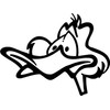 Decorative Sticker Duck Head 340 Matt Black Cartoon Style 15 cm