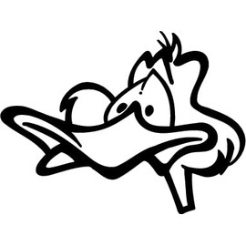 Decorative Sticker Duck Head 340 Matt Black Cartoon Style 15 cm