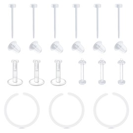 QWALIT Clear Cartilage Earrings - Plastic Hoop Earrings for Sports and Sensitive Ears