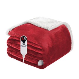 Electric Heated Blanket Full Size 72"x84", Soft Flannel with Overheat Protection, 6 Adjustable Heat Settings & 10-Hour Auto-Off Timer, Fast Heating for Winter Comfort, Red