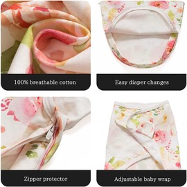Little Tots Swaddle Blanket for Baby Girl Boy Easy Change Infant Wrap 3 Pack Adjustable Sleep Sack for Newborn Babies 0-3 Month (Rainbow and Flowers)