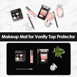 Makeup Mat for Vanity to Protect Desk Top, Dual-Sided Makeup Mat, Easy to Clean Desk Pad - Waterproof and Oilproof Vanity Accessories, 23.6 x 11.8 in (Black and Red)