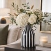 oliruim Black and White Striped Ceramic Vase with Double Ring