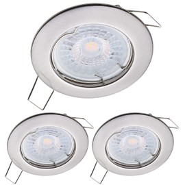 Oktaplex Lighting Set of 3 LED Recessed Spotlights Sedan with LED Module 4.8 W 4000 K 230 V 380 lm Neutral White 110° Brushed Stainless Steel Hole Size 60 mm