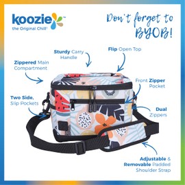 KOOZIE Small Lunch Cooler Bag - 6 Can Soft Sided Insulated Lunch Box Cooler for Women, Collapsible and Portable, Take to Work, Camping, Beach, Travel (Tutti Fruitti)