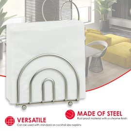 Home Basics Paper Napkin Holder/Freestanding Tissue Dispenser for Kitchen Countertops, Dining Table, Picnic Table, Indoor & Outdoor Use, Durable Storage and Organization Option (Satin Nickel)