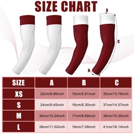 Coume 2 Pairs Double Arm Sleeves Football Drip Arm Sleeves for Football Basketball Baseball Volleyball(Maroon and White,L)