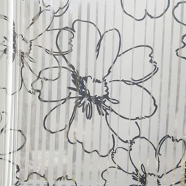 Fabric Sold by the Metre - Fine Curtain Fabric (Floral Stripes White)