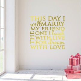 24"x24" Collage Saying Wedding This Day I Will Marry My Friend The One I Laugh with Live for Dream Love Wall Decal Sticker Art Mural Home Decor