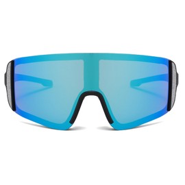 Long Keeper Sports Sunglasses for Women Men Youth Running Riding Cycling Glasses Windproof Motorcycle Bicycle Driving Sun Glasses UV400 Sports Shades (Black Frame Blue Mirrored Lens)