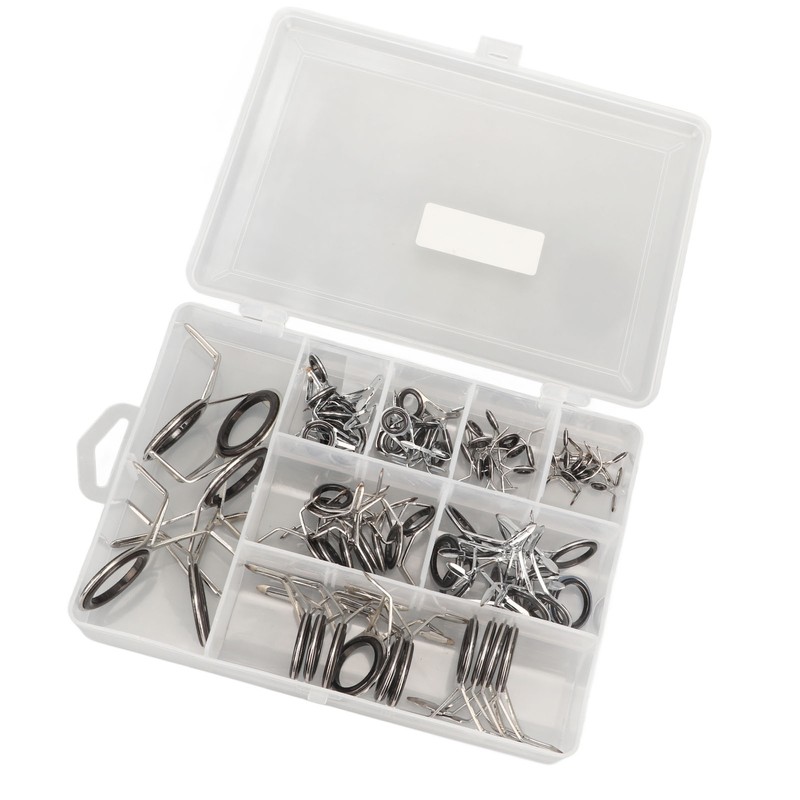 75Pcs Fishing Rod Tip Repair Kit Fishing Rod Guides Stainless