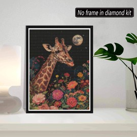 SKRYUIE 5D Giraffe Diamond Painting Kits - DIY Diamond Art Kits for Adults Flower, Full Round Drill - Crystal Cross Stitch - Adults Craft for Wall & Office Decor - 12x16 Inch q18