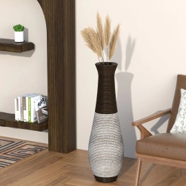 39-Inch Tall Floor Vase Durable Artificial Rattan Elegant Two-Tone Dark Brown Finish Stylish Home Decor Statement Piececolor: as Pic Color