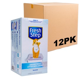 Fresh Step Drawstring Cat Litter Box Liners, Unscented, Size Jumbo, 36" x 19" | Kitty Litter Bags - Cat Litter Liners for Rectangle or Oval Large Litterboxes, 15 Count - 12 Pack