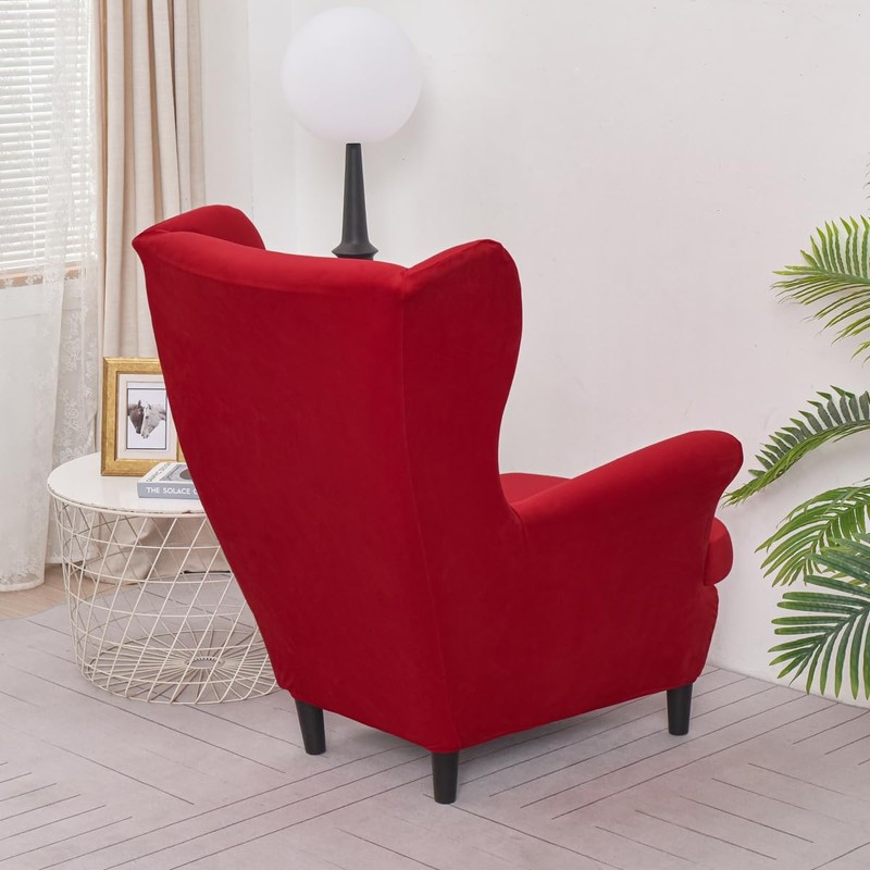 PENDEJATO Wing Chair Slipcovers, 2 Piece Stretch Wingback Chair Cover