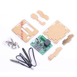 W1209 12V DC Digital Temperature Controller Board Micro Digital Thermostat -50-110°C Electronic Temperature Cool Temp Control Module Switch with 10A One-Channel Relay with LED Display + Acrylic Box