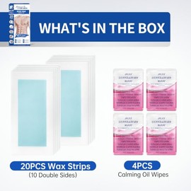 Beauty7 Bandas De Cera Corporales Para Hombres Listas Para Usar Depilación Facial Kit De Depilación En Casa Para Piernas Brazos Y Pecho 20 Bandas De C