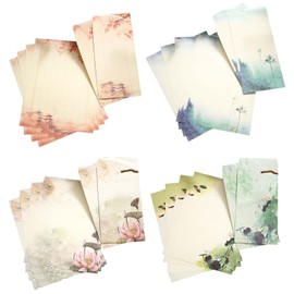 PAVIKE Letter Set (4 Types) Stationery, Envelopes, Letter Set, Stationery and Envelopes, Vintage Aesthetic Design, Perfect Office Supplies for Writing Letters and Poems