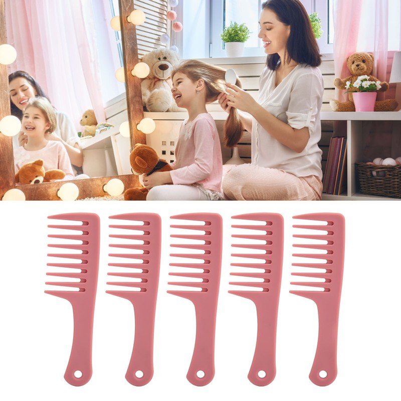 5Pcs Hairdressing Wide Tooth Comb Anti Static Ergonomic Handle Safe