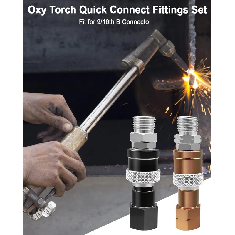AUGREX Oxy Torch Quick Connect Fittings Set, Oxy-Fuel Acetylene Torch