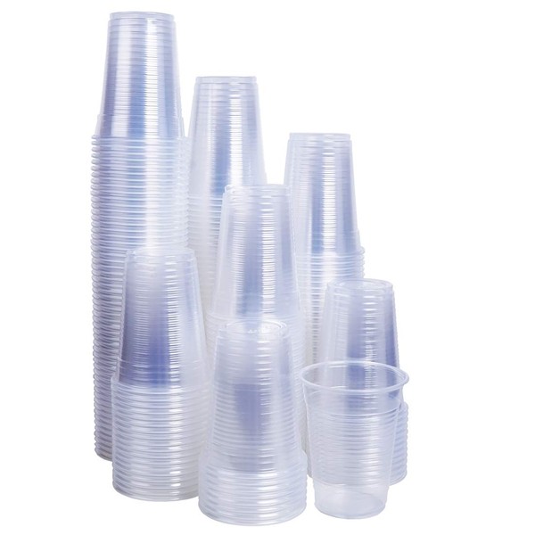 TashiBox 7 oz clear plastic cups - Disposable cold drink party cups (200 count)