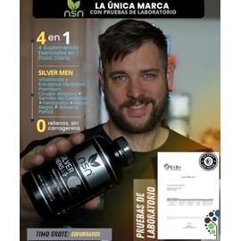 NSN | Silver Mens | Suplemento para hombres 40+ Salud de Próstata | Ciruelo Africano, Ginseng, Maca Negra | 100 Cápsulas