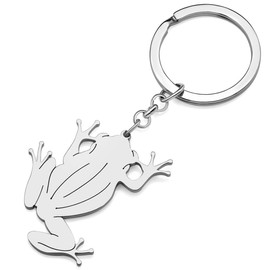 LONYOO Frog Keyring Stainless Steel Frog Gifts for Women Girls Handbag Car Key Summer Charms, silver-plated