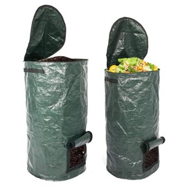 2 Pack Organic Compost Bags 15 Gallon 34 Gallon Garden Compost Bins Reusable PE Waste Disposal Compost Bags for Kitchen Garden Yard