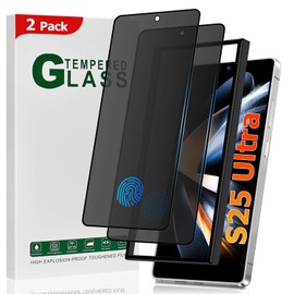 2 Pack Galaxy S25 Ultra Matte Anti spy Privacy Screen Protector, 9H Tempered Glass,Anti-Glare Anti-Scratch, Smooth and Responsive Absolute, No Bubbles, High Definition Clear, With Installation Frame