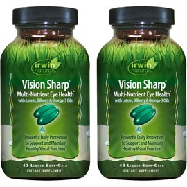 Irwin Naturals Vision Sharp Multi-Nutrient Eye Health - 42 Liquid Soft-Gels, Pack of 2 - with Lutein, Bilberry & Omega-3s - 42 Total Servings