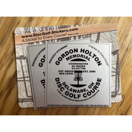 Gordon Holton Memorial OH Disc Golf Course Stickers 3" Silver Poly Weatherproof