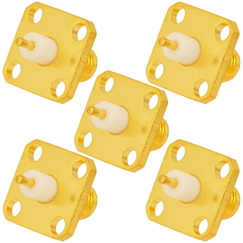 POBADY 5pcs SMA Female 4 Hole Flange Panel Mount Adapter