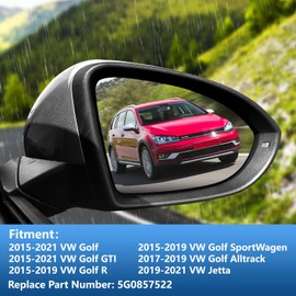 TOP-MAX Passenger Side Heated Mirror Glass Compatible with Volkswagen VW MK7, 2015-2021 Golf/GTI, 2015-2019 Golf SportWagen/R, 2017-2019 Alltrack, 2019-2021 Jetta, Right Rearview Mirror