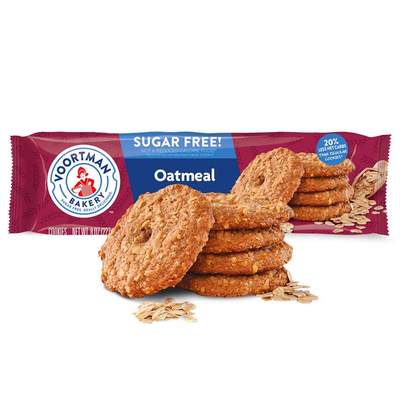 Voortman Bakery, Sugar Free Oatmeal Cookies, 8 oz. Bag, Pack