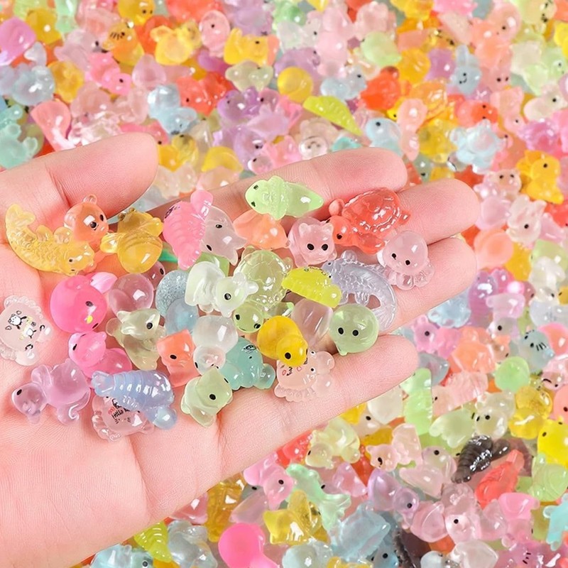 Asphodelia 150 PCS Mini Luminous Resin Animals,Glow Mini Animals for