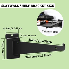 12 Pack Slatwall Knife Shelf Brackets 14 inch, Heavy Duty Slatwall Shelf Bracket Bulk Floating Metal Slatwall Accessories with Lip for Shelving Display Garage,Market and Home Mounting Supplies