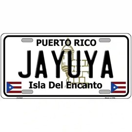 Jayuya Puerto Rico Metal License Plate Car Decor (White)