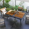 Outsunny Rectangle Outdoor Dining Table for 6 People, Faux Wood