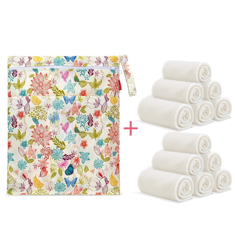 Damero 5-Layer Reusable Diapers Baby Inserts, 12PCS Cloth Diaper Inserts