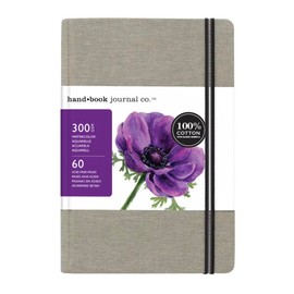 Fluid 100 Watercolor Journal Sketchbook - 100% Cotton Cold Press Paper, Hardcover Linen Large Portrait, 5.5 x 8.25, 30 Pages, Travel Art Supplies