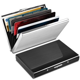 Tarjetas de Crédito, Delgado Billetera de Aluminio con RFID Bloqueo para Tarjetas de Visita, Estuche para Tarjetas，Acero Inoxidable,Soportes de protección de almacenamiento Funda de bolsillo para Tarjetas de Identificación Tarjetas de Crédito，2 Piezas (N