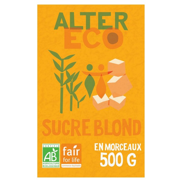 ALTER ECO - Pure Blonde Sugar Canes in Chunks - Organic and Fair Trade Complete Sugar - 500 g