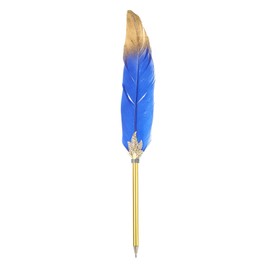 PATIKIL Feather Pen Quill, Feather Ballpoint Pen Bulk Refined Vintage Feather Calligraphy Pen for Guest Signature Wedding Bridal Office Writing, Dark Blue