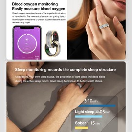 Smart Rings for Men Women Smart Ring Android iOS Fitness Tracker Ring Bluetooth Heart Rate Monitor Smart Ring Pedometer Ring Sleep Tracker Health Ring with App Fitness Ring Silver Gold