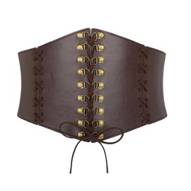 JasGood Wide Belt Obi Women's Fashion Waist Belt for Dress, Waist Belt Leather Belt for Women Girls, 03-coffee