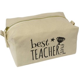 'Best Teacher Ever!' Canvas Wash Bag/Makeup Case (CS00034287)