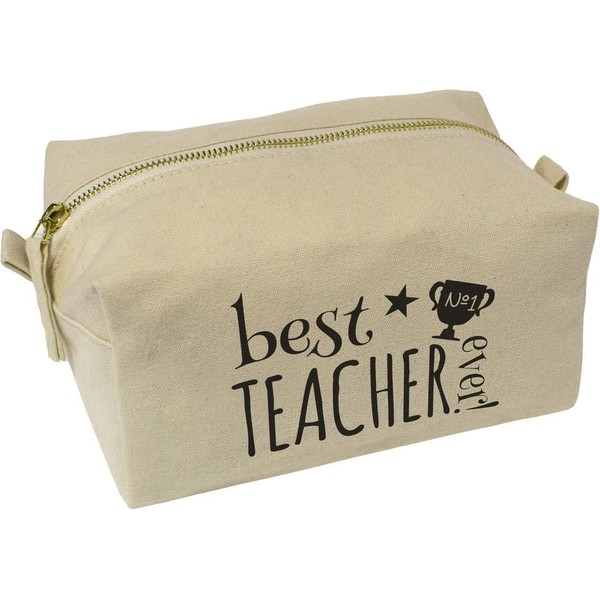 'Best Teacher Ever!' Canvas Wash Bag/Makeup Case (CS00034287)