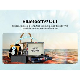 Victor Metro Plus Battery-Powered Bluetooth Suitcase Turntable | 3-Speed Vinyl Record Player with Built-in Stereo Speakers, Rechargeable Battery, RCA Output, Aux Input, and 45 RPM Adaptor, VSRP-850B